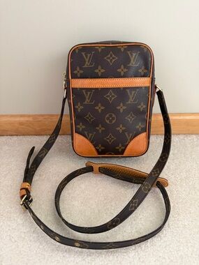 Louis Vuitton Monogram Canvas Messenger Bag with Tan Trim